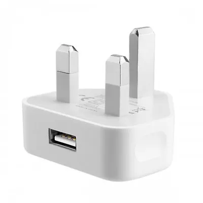 UK 3 Pin Mains Wall USB Charging Plug Wall Charger Adapter For IPhone Samsung • £4.95