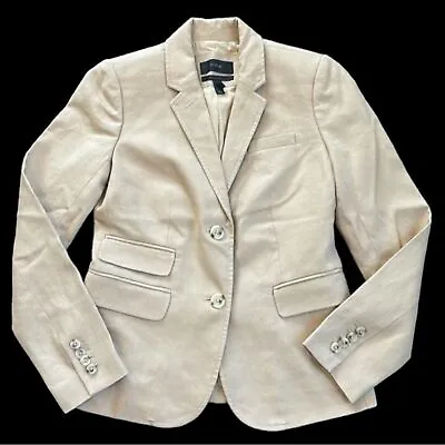 J.Crew Women’s Schoolboy 100% Linen Blazer Jacket Tan—Size 0 • $35.99
