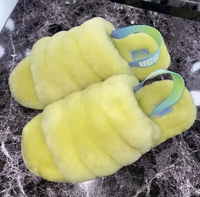 UGG Fluff Yeah Slide Pollen Gradient Yellow Slippers Sandals 1120030K Size 6 • $37.71