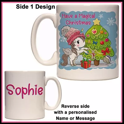 Personalised Christmas Unicorn Mug - Merry Xmas - Secret Santa Gift - Any Text • $20