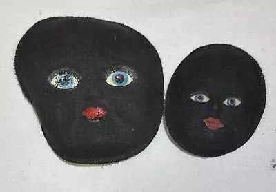 VINTAGE Cloth Type  Materials  DOLLS FACES For DOLLMAKING Projects - 2 Sizes BLK • £9.99
