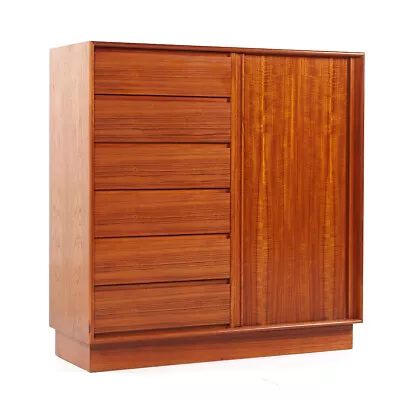 Danflex Mid Century Teak Tambour Armoire Gentlemans Chest Dresser • $3947