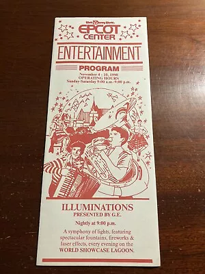 Walt Disney World Epcot Center Entertainment Program November 4-10 1990 Brochure • $7.12