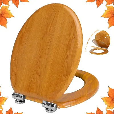 Angel Shield Wooden Soft Close Quick Release Toilet Seat (Yellow Oak) NN • £39.98