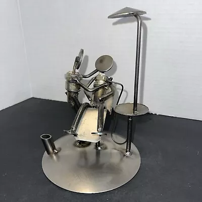 Vintage Figure Spark Plug Metal Sculpture Folk Art Dentist Pen Holder 7”x5” • $24.99