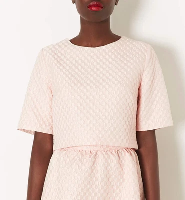 £7 • Buy Topshop Pale Pink Textured Bubble Crepe Quilted Crop Top Tee Size 8 Celeb Style