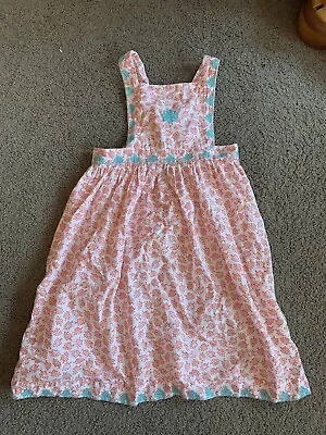 Jack & Milly Girls Pinafore Size 7 Orange & Aqua Indian Style Print • $15