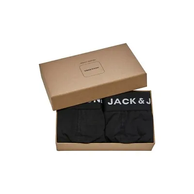 Jack & Jones Mens Boxers 2 Pack Giftbox Set Organic Trunks Tight & Comfortable • £8.99