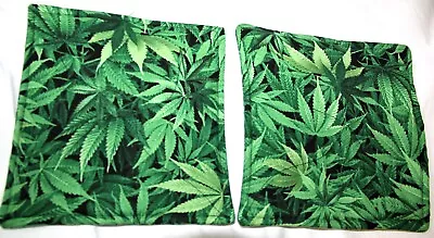 Marijuana Pot Leaf Print Cotton Pot Holders Set Of 2 7  Square Kitchen Magic • £14.45