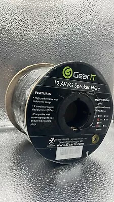 GearIT 12 AWG Speaker Wire 200 Feet 0.254mm X 65 Strands BLACK • £40.99