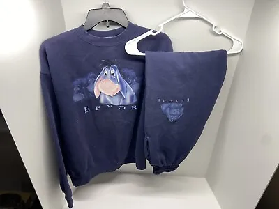 VINTAGE 90S THE DISNEY STORE EEYORE POOH CREWNECK SWEATER W/ SWEATPANTS SIZE S • $64.99