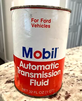 Vintage Mobil Automatic Transmission Fluid 1 Qt. Can Full Atf 210 For Ford • $5