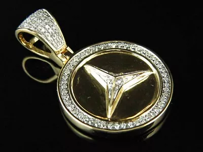 2.00 Ct Round Cut Real Moissanite Men's Mercedes Pendant 14k Yellow Gold Plated • $197.95