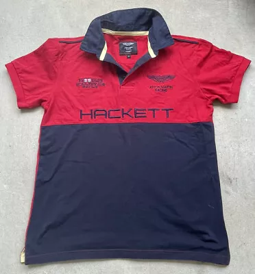 ASTON MARTIN RACING By HACKETT Red Big Logo Short Sleeve Polo Shirt Size Medium • $34.94