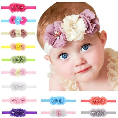 Baby Girls Flower Hairband Soft Elastic Headband Gifts Hair Accessories Band • £3.59