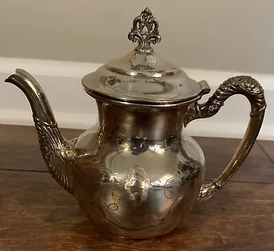 Antique Quadruple Silverplate Etched Design Teapot By Richfield Plate Co #2278 • $19.49