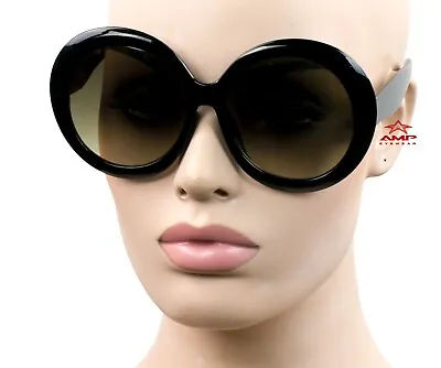 $7.99 • Buy Oversized Jumbo Round Large Retro Style Sunglasses Black/Gradient/Smoke K93