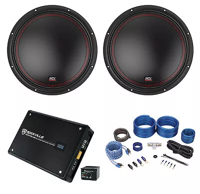 (2) MTX 5512-44 12  1600w DVC 4-ohm Car Audio Subwoofers+Mono Amplifier+Amp Kit • $359.85