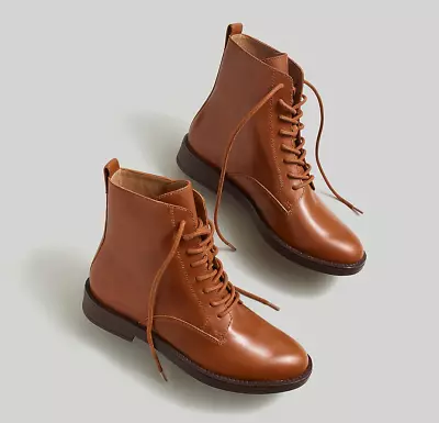 New MADEWELL Size 8.5 The Evelyn Lace-Up Ankle Boot In Dried Maple • $89.96