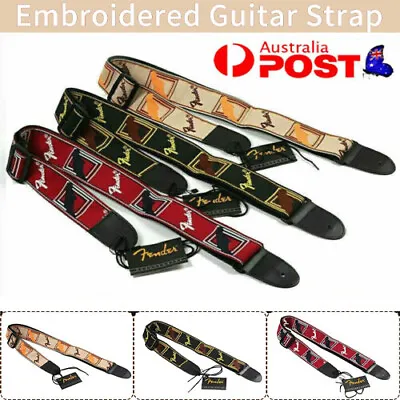 $14.69 • Buy Embroidered Guitar Strap Fender Straps Electric Acoustic Guitar Bass Ukulele