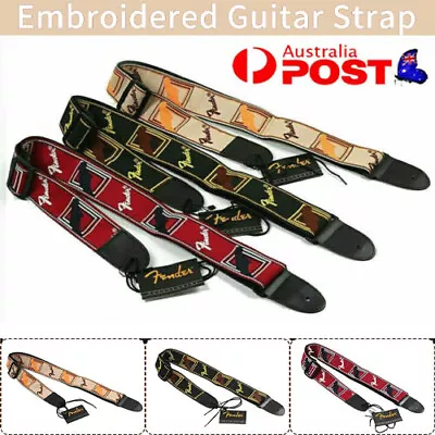 Embroidered Guitar Strap Fender Straps Electric Acoustic Guitar Bass Ukulele • $14.69