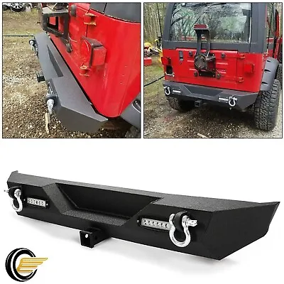 Rear Bumper W/ D-Rings & Led Lights Hitch Receiver For 87-06 Jeep Wrangler TJ YJ • $163.15