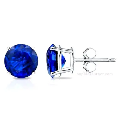 Lab-Created Ceylon Blue Sapphire RoundStud Earrings In Sterling Silver - 5mm Ea. • $34