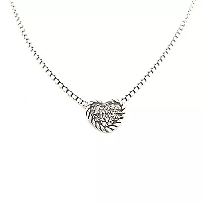 D.Y. 925 Pave Diamonds Heart Necklace • $500