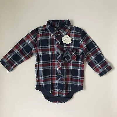 £2.99 • Buy George Boys Multicoloured Plaid Long Sleeve Shirt Bodysuit Age 3 - 6 Months 