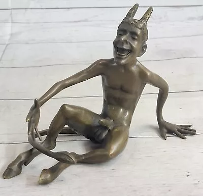 Bronze Nude Male Sculpture Faun Mythology Satyr Statue Hot Cast Figurine • $99.50