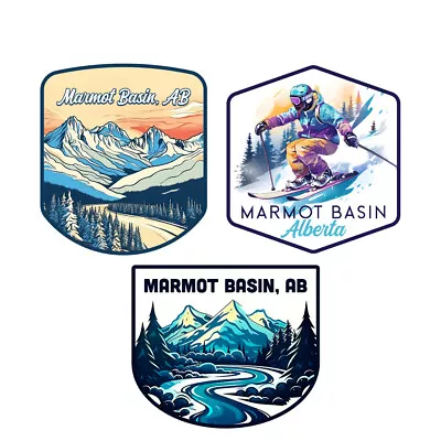 Marmot Basin Alberta Ski Souvenir 3 Pack Vinyl Decal Sticker • $19.59