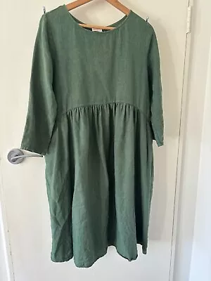 Gorman Growers Green Linen Dress Size 8 (could Also Fit 10) • $80