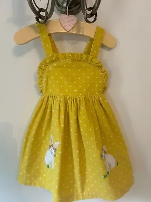 Mini Boden Sweetcorn Yellow Bunny Pinafore Age 12-18 Months • £10.50