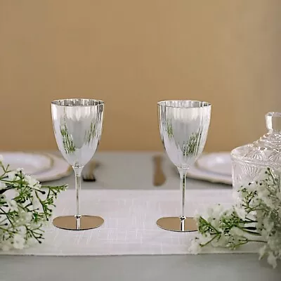 8 Oz Metallic Premium Disposable Plastic Wine Glasses Wedding Party Events • $13.05