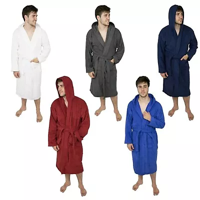 Men's Hooded Bathrobe Terry Cotton Cloth Robe Shawl Collar Men Bathrobe For Mens • $29.44