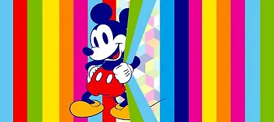 Wall Mural Wallpaper Mickey Mouse 202x90 Cm Childrens Bedroom Rainbow Decor • £26.99