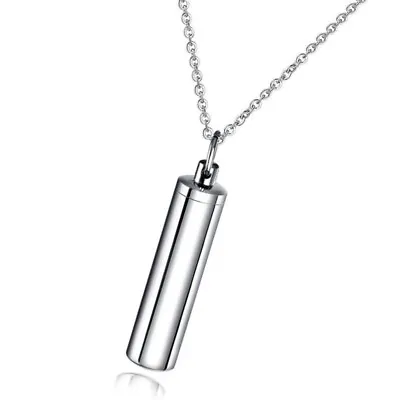 Stainless Locket Pendant Necklace Ash Urn Hair Capsule Cremation Keepsake Slive • £5.99