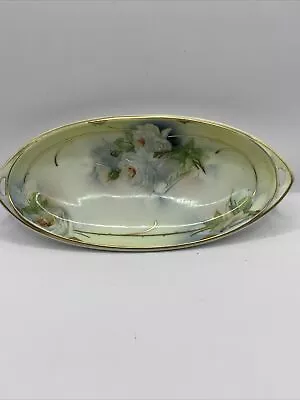 Royal Rudostadt Oval Vanity Tray With White Roses Artist SIGNED Antique • $15
