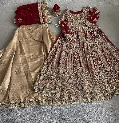 Pakistani Indian Wedding Party Maxi Dress Anarkali Asian Embroidered • £400