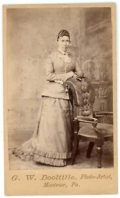 CIRCA 1880'S CDV Beautiful Woman Stunning Victorian Dress Doolittle Montrose PA • $10.99