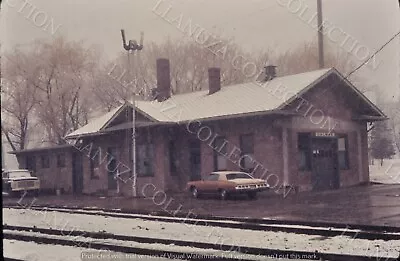 Original Slide Milwaukee Road Calmar Iowa Station Snow Storm March 1977 • $5