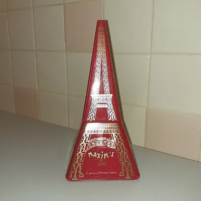 MAXIM'S De Paris Eifel Tower Empty Red Tin 8.1  Tall X 3.8  X 3.8  • $12.50