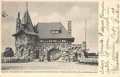 1906 Gate House To Daheim Dieterich Home Millbrook NY Post Card Dutchess County • $12