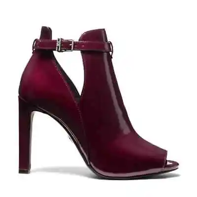 Michael Michael Kors Lawson Open Toe Bootie Patent Leather In Merlot Sz 10 NWOB • $78.40