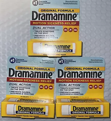 Lot Of 2 Dramamine Original Formula Motion Sickness 12 Relief Tables Each X 3/24 • $11.44