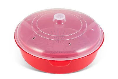 Good2Heat Microwave Cookware Round Steamer In Red - Dishwasher Safe - 1.5 L • £12.49
