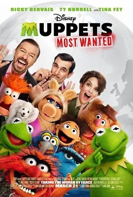 MUPPETS MOST WANTED MOVIE POSTER 2 Sided ORIGINAL 27x40 TINA FEY RICKY GERVAIS • $9.50