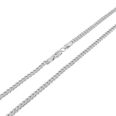 10K White Gold 2mm Square Box Franco Chain Pendant Necklace Lobster Clasp 18  • $189