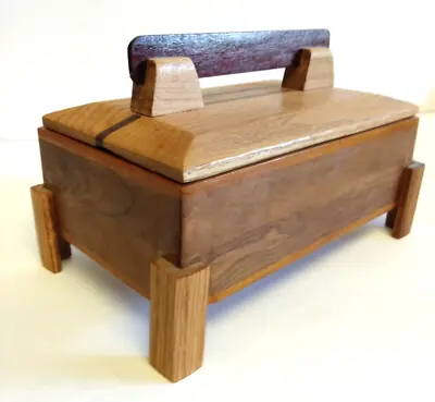 $28.99 • Buy Wood Box Handmade 8  By 5  Mixed Wood Pagoda Style