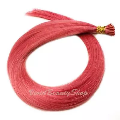 50 Pink Pre Bonded Stick I Tip Micro Tube Rings Beads Remy Human Hair Extensions • $69.99